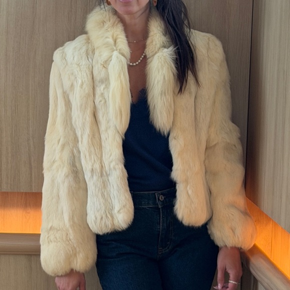 Vintage Ivory Rabbit Fur Jacket - Picture 5 of 6